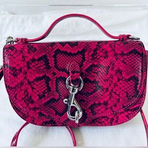 Rebecca Minkoff Megan Pink Snakeskin Embossed Crossbody